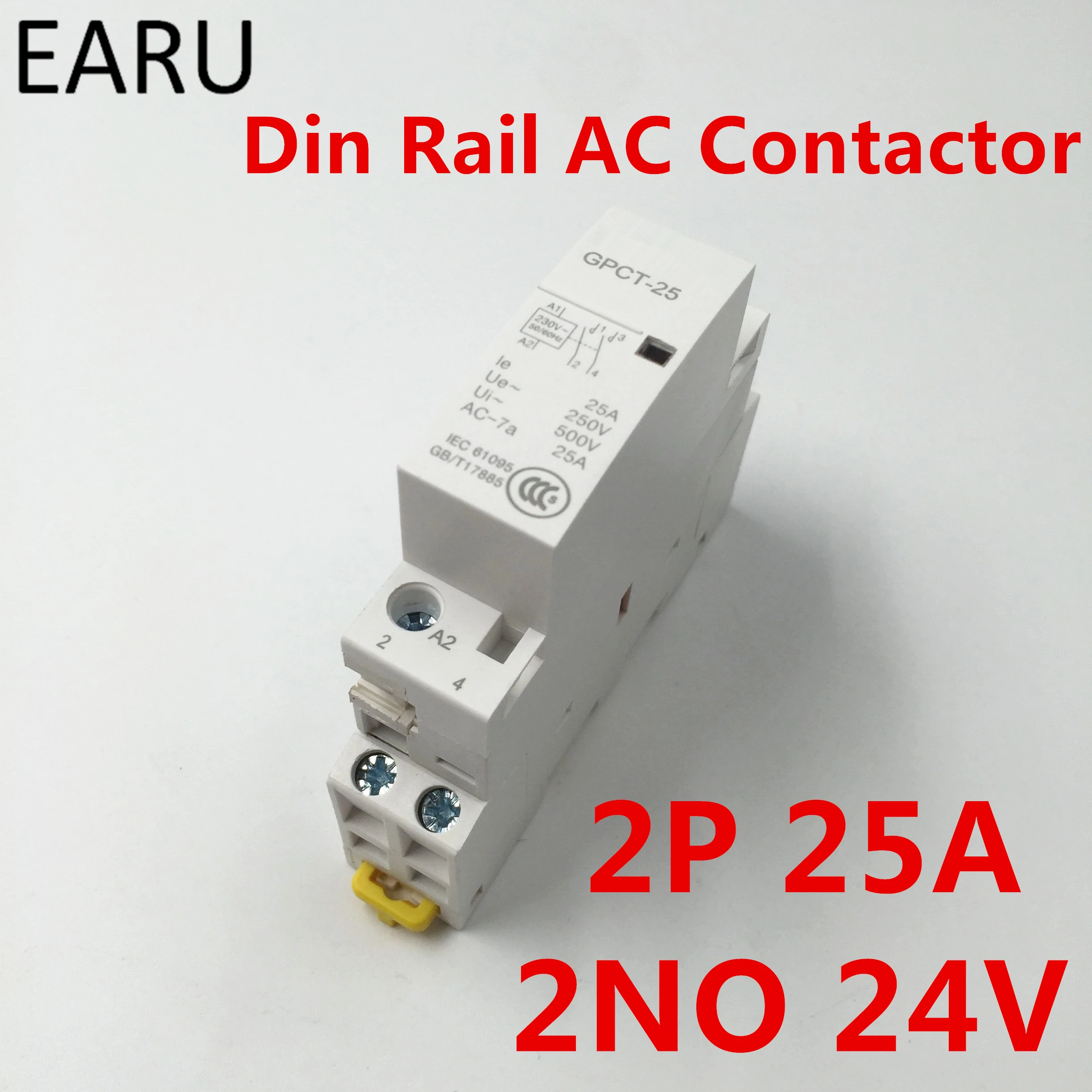 

GPCT1 2P 16A 25A 24V 50/60HZ Din Rail Household Modular Ac Contactor Module 2NO for Home Hotel Resturant