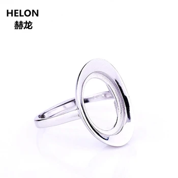 

925 Sterling Silver Women Engagement Ring 10x13.8mm Oval Cabochon Semi Mount Ring Setting Fine Jewelry DIY Stone