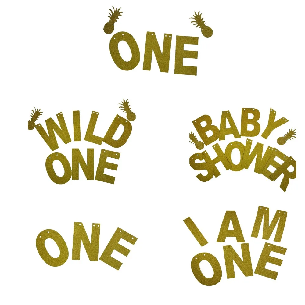 1 компл. блестящая бумага один baby shower баннеры Праздничный и день рождения поставки украшения флаг День рождения Свадебные украшения игрушка