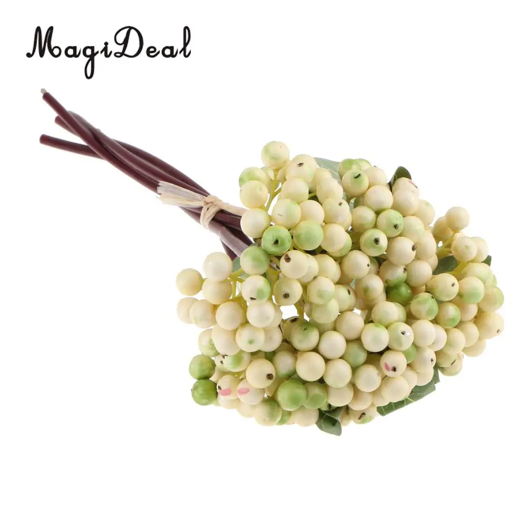 2pcs Artificial Blueberry Berries Fruits with Green Leaf Countertop Fake Flower Vase Potted Home DIY Centerpiece