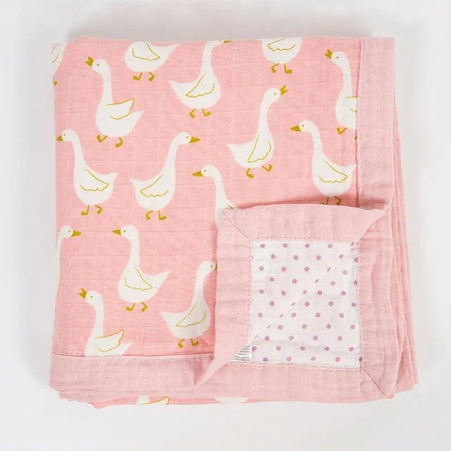 2 слоя мягкое бамбуковое волокно хлопок муслин пеленание обертывание для младенцев детское одеяло для новорожденных Детское постельное белье детское полотенце - Цвет: Swan