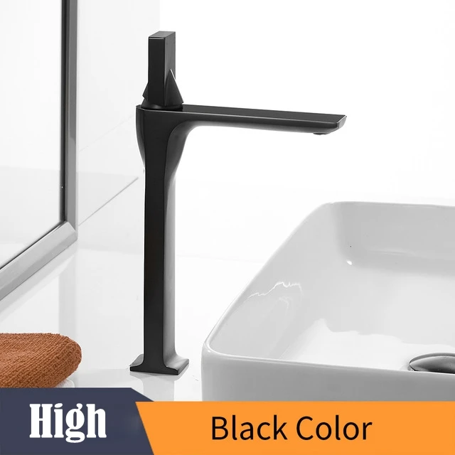 Черный смеситель для ванной комнаты с одной ручкой на бортике, водопроводный кран для холодной и горячей воды, смеситель для ванной комнаты, кран для раковины, краны AL-7823H - Цвет: Black Color High