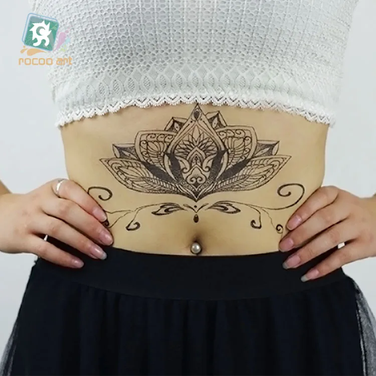 

BC-010/Latest Black Mandala Tattoo Waterproof Body Fresh Temporary Sleeve Flower Art Tattoo Stickers Fake Fashion Tattoos chest