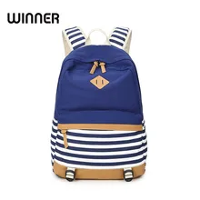 Westcreek Preppy Bagpack Weibliche Leinwand Striped Printing Rucksack Rucksack Dame Schultaschen für Jugendliche Mädchen