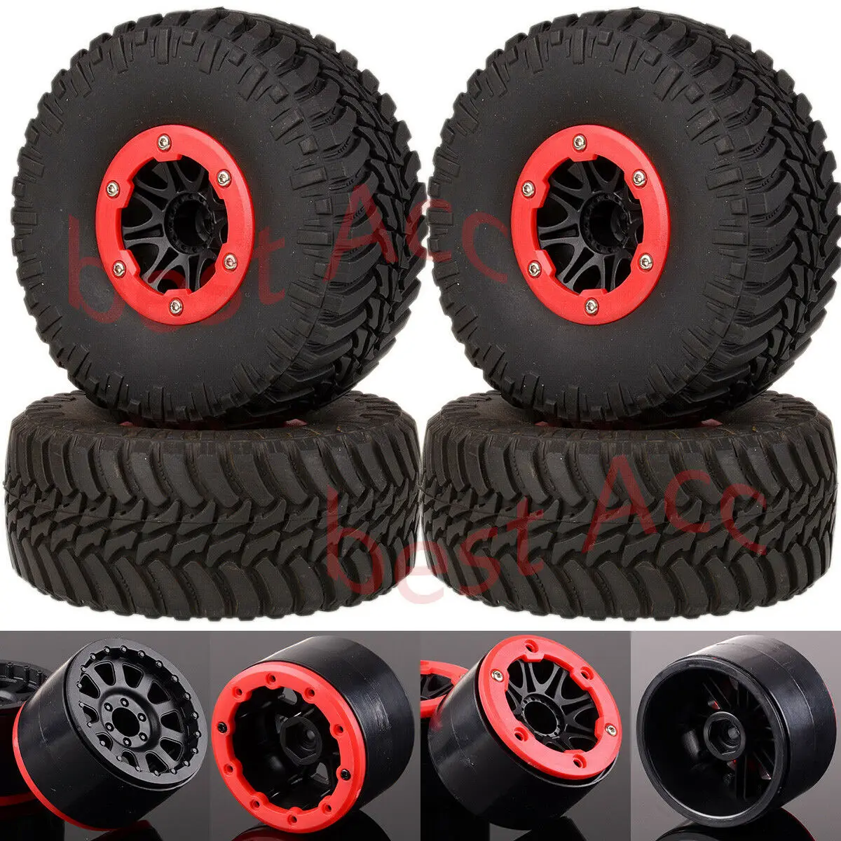 

Wheel Rim Tires BEADLOCK Super Swamper Rocks For RC Car HSP Axial Traxxas 4pcs 2.2"