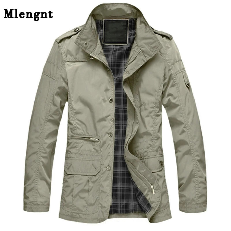 

M-5XL Men Long Trench Coat For Spring Autumn Thin Windbreaker Parka Summer Thin Varsity Khaki Outerwear Male Jacket Casual Baggy