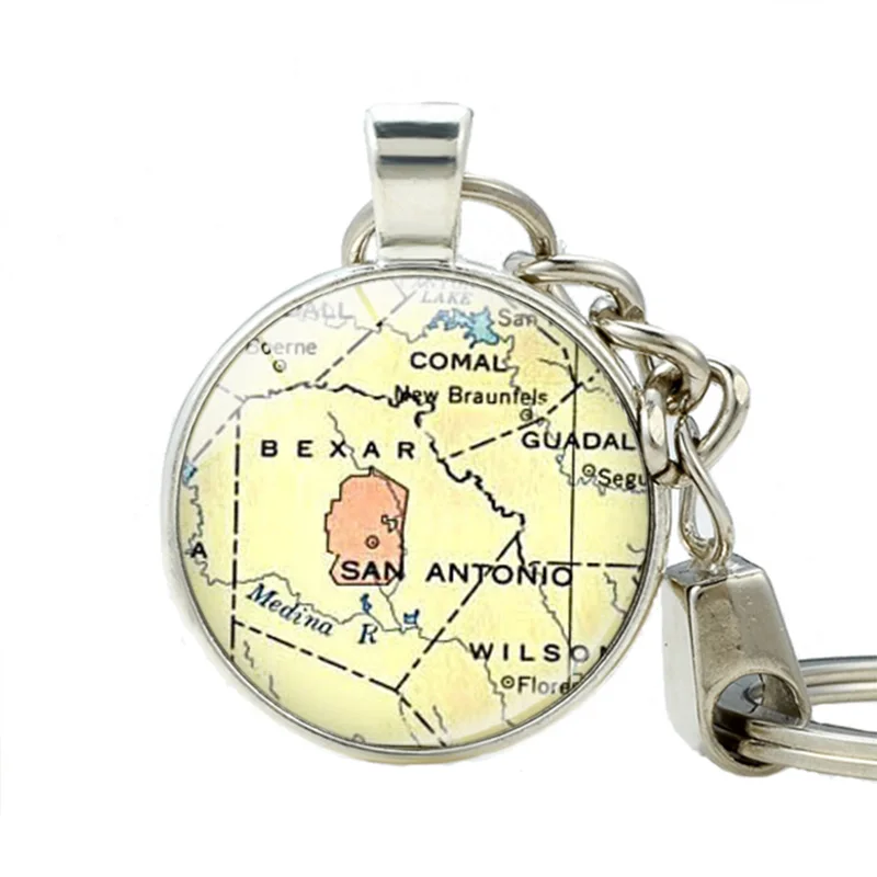 San Antonio Map Keychain San Antonio Pendant Keychains Vintage Map