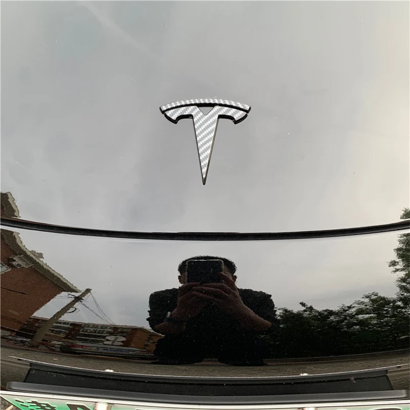 Tesla модель 3 Логотип углеродного волокна логотип рулевого колеса логотип модификация украшения Аксессуары - Название цвета: front 1PCS