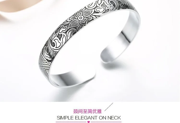 Lotus Thai Silver Brand bracelet retro silver leaf black bracelet Men Women New jewelry fashion retro high-quality Bangles 14