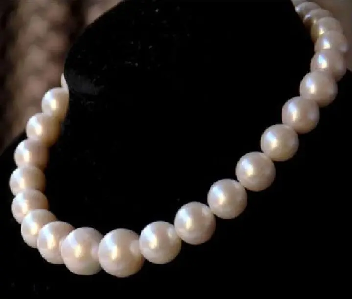 

hot 13-15mm natural tahitian south sea white pearl necklace 18" 14k