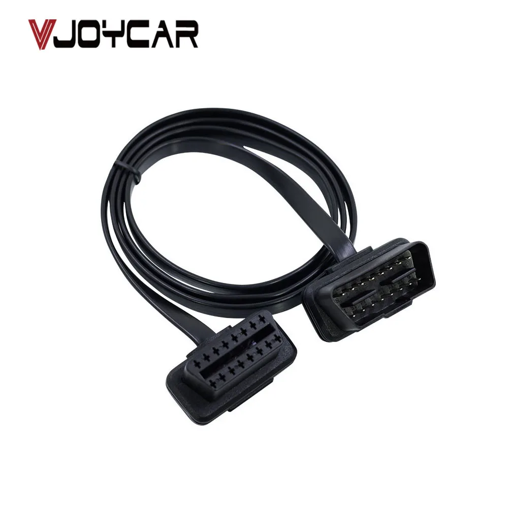 Vjoycar OBD2 Cable Extension Cable 16Pin ELM327 Male To Female Elbow Diagnostic Scanner Connector For p10 A100 Hud 100cm Flat