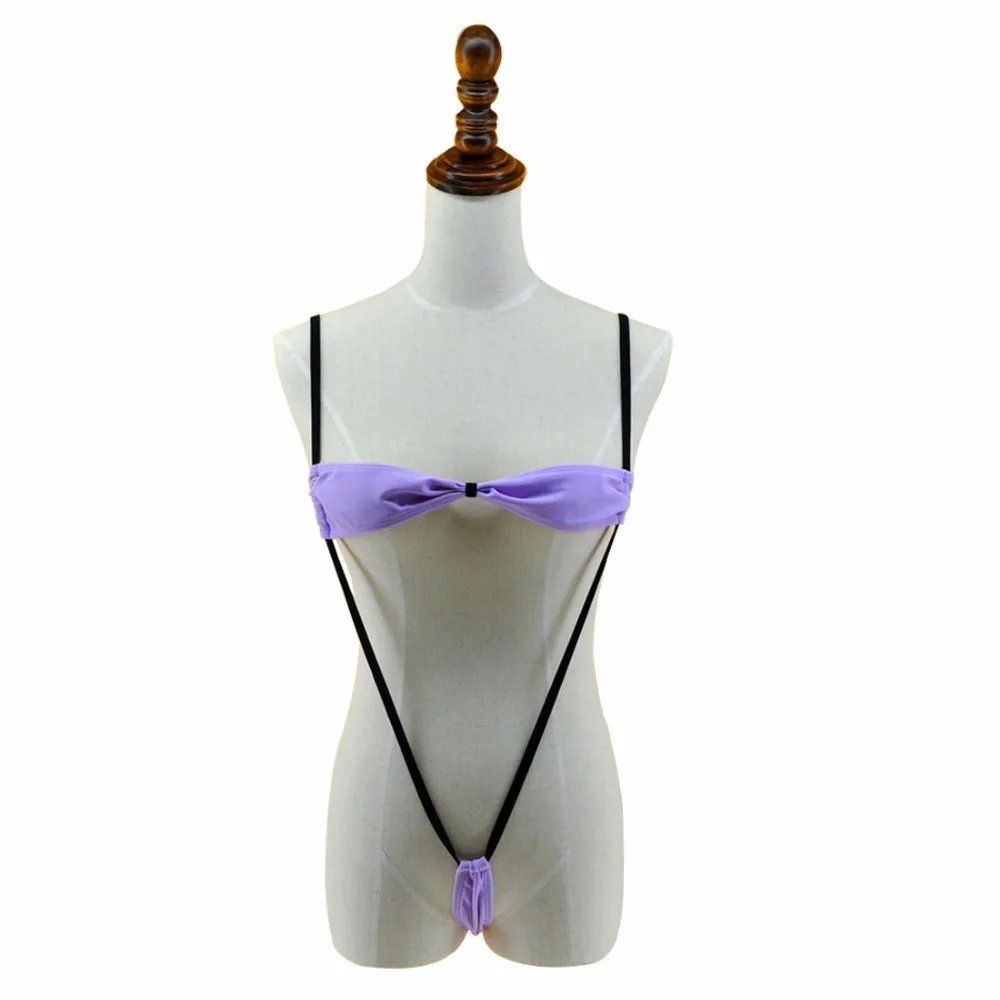 Сексуальный фиолетовый женский слингшот Монокини микро сдельный купальник V G-String стринги купальник сексуальный пляжный мини купальник sunkini женский