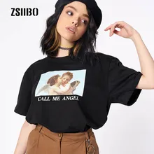 CALL MY ANGEL, летние женские Топы с коротким рукавом, Ретро стиль, рисунок Ангела из мультфильма, большие размеры, Свободные повседневные топы с круглым вырезом, женская футболка