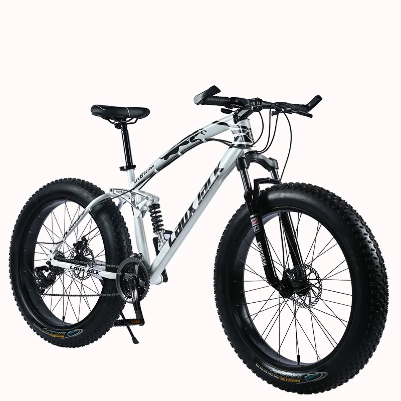 LAUXJACK Горный велосипед Фэтбайк велосипед 26" х 4.0 колеса SHIMANO 24 скорости двухподвесная система амортизации стальная рама Fatbike
