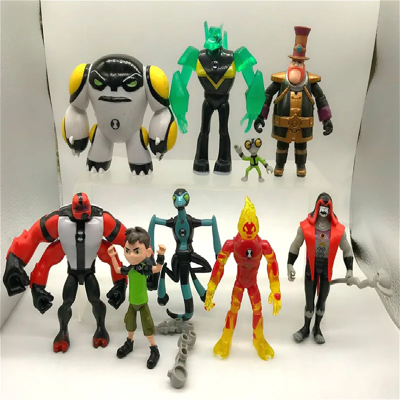 

9pcs/set Ben 10 Ben Tennyson Four arms Grey Matter Kineceleran Diamondhead Heatblast PVC Action Figures Kids Toys Gifts