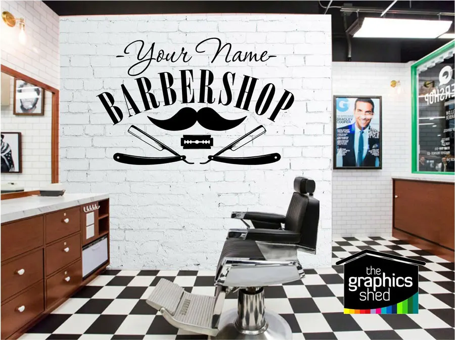 

Customizable Barber Shop Name Vinyl Sticker Barber Shop Salon Salon Shopfront Decorative Window Sticker Wall Sticker MF52