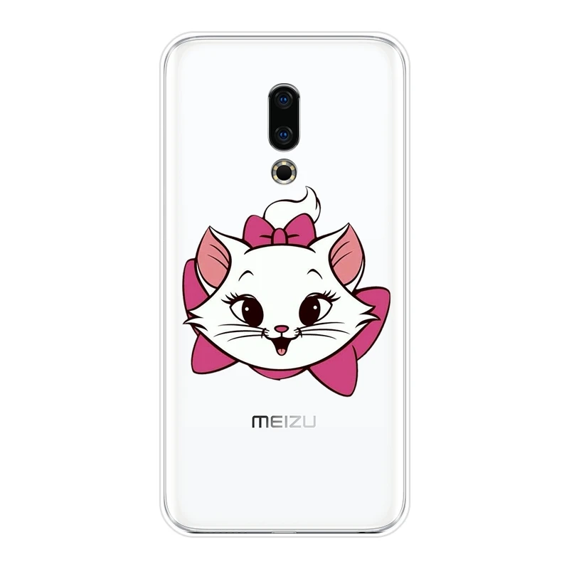 Мягкий силиконовый чехол для телефона Meizu 15 Lite 16 Plus 16th 16x Мари Кэт розовый белый