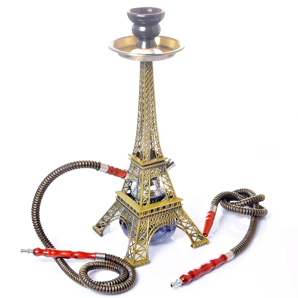 

Eiffel Tower Style Acrylic Shisha Hookah Set with Ceramic Bowl,Silicone Hose and Meta Tongs Smoking Water Pipes With LED Light