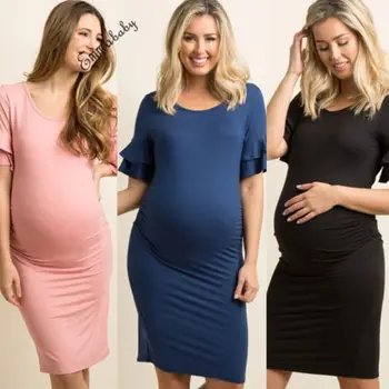 

Women Pregnancy Maternity Dresses Long Plus Size Maxi Dress Short Shoulder Gown Maternity For Photography Prop Shoot S-XL