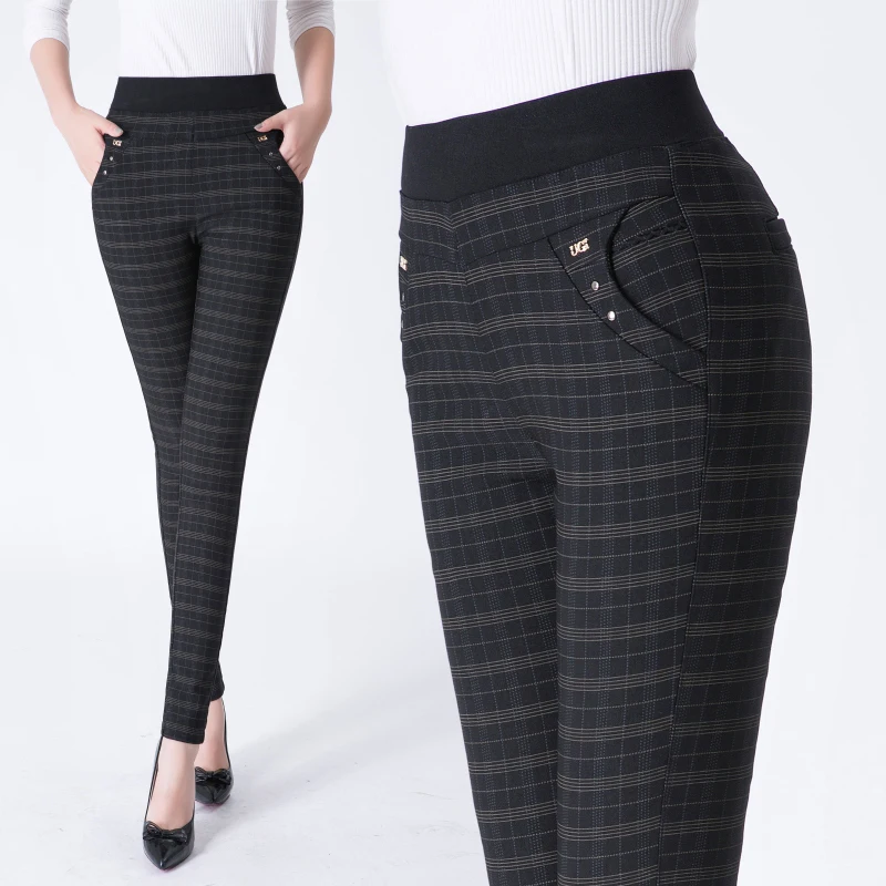 

Plus Size Women Pants High Waist Spring/Autumn Streetwear Trousers Workout Dark Gray/Black Leggings 3XL 4XL 5XL 6XL