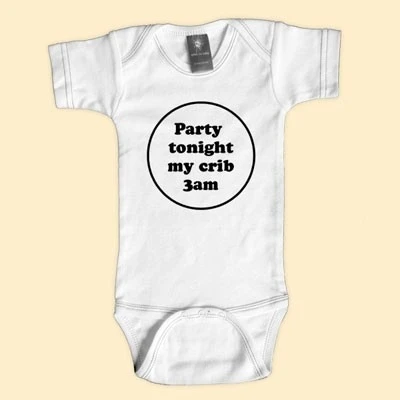Rebel Ink Baby 313W612 Party Tonight My Crib 3am- 6-12 Month White One Piece Undershirt (1)
