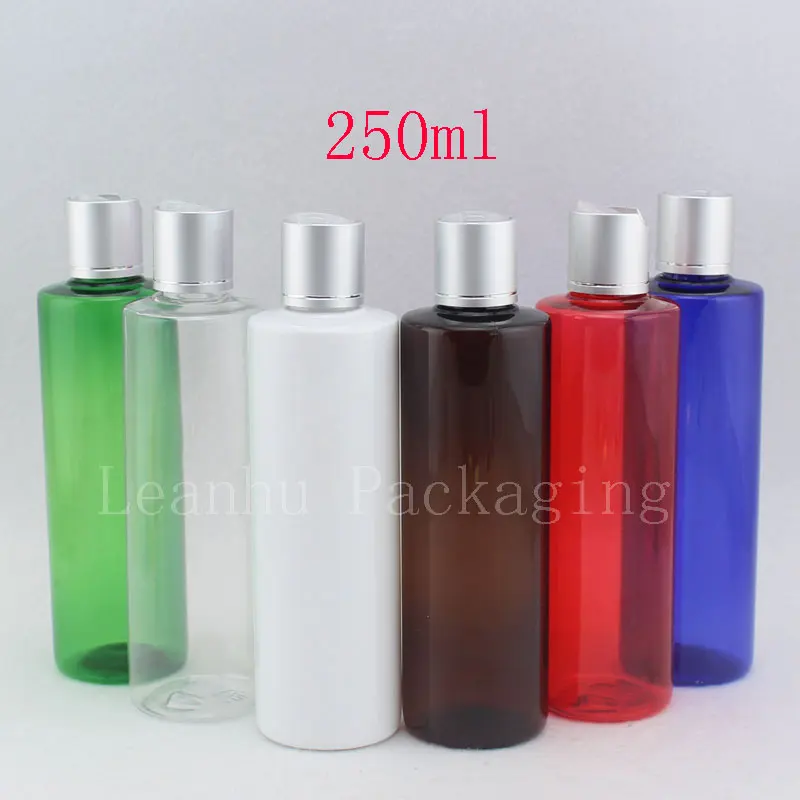 Download 250ml x 20 empty silver cap plastic cosmetics bottles brown 250cc shampoo PET container ,liquid ...