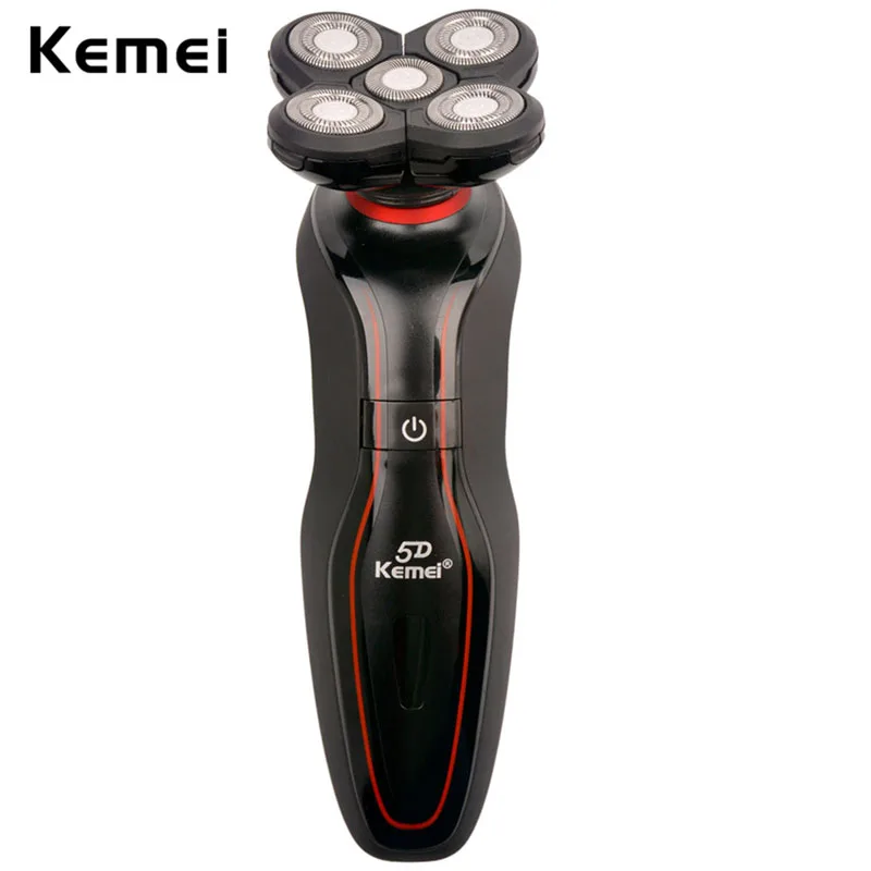 Дешево Kemei 5D плавающий электробритва для мужчин Professional waterproof машинка для стрижки волос В 240 220 В перезаряжаемые бритвы для мужчин электрическая бри...