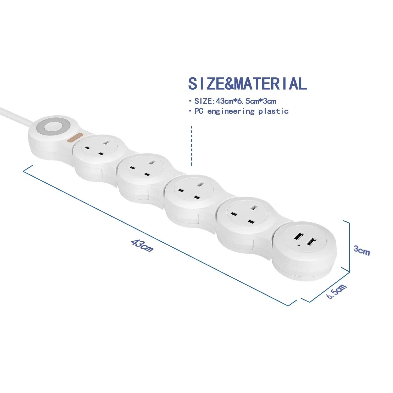 Силовая лента UK Гибкая Поворотная подвижная розетка с USB индикатором светильник 1,8 м удлинитель 10А зарядное устройство для путешествий