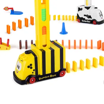 

Baby Education Building Blocks Toy Car Set Trains Automatic Domino Brick Laying Toy Sound Light Elevator Springboard for Kids