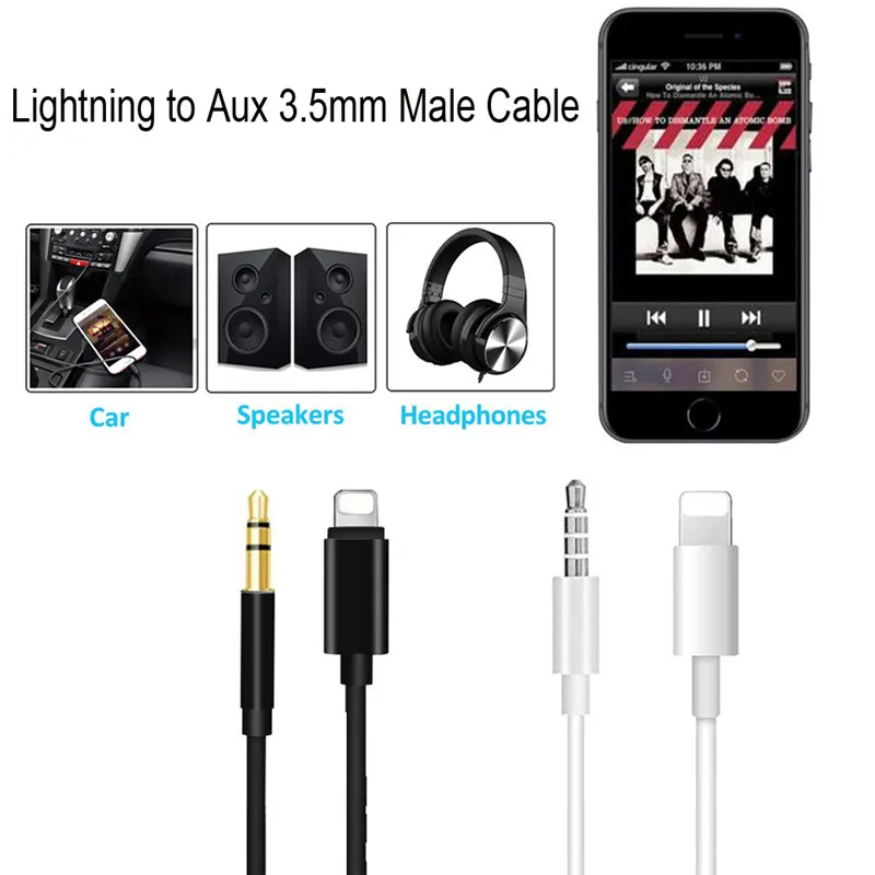 Кабель Lightning/Aux 3 5 мм автомобильный адаптер AUX аудио кабель папа 1 м наушники для Apple