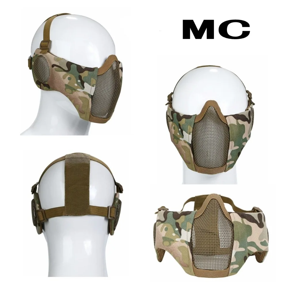  Foldable Lower Face Military Tactical Airsoft Paintball Mask Skull Half Face Steel Metal Mesh Mask 