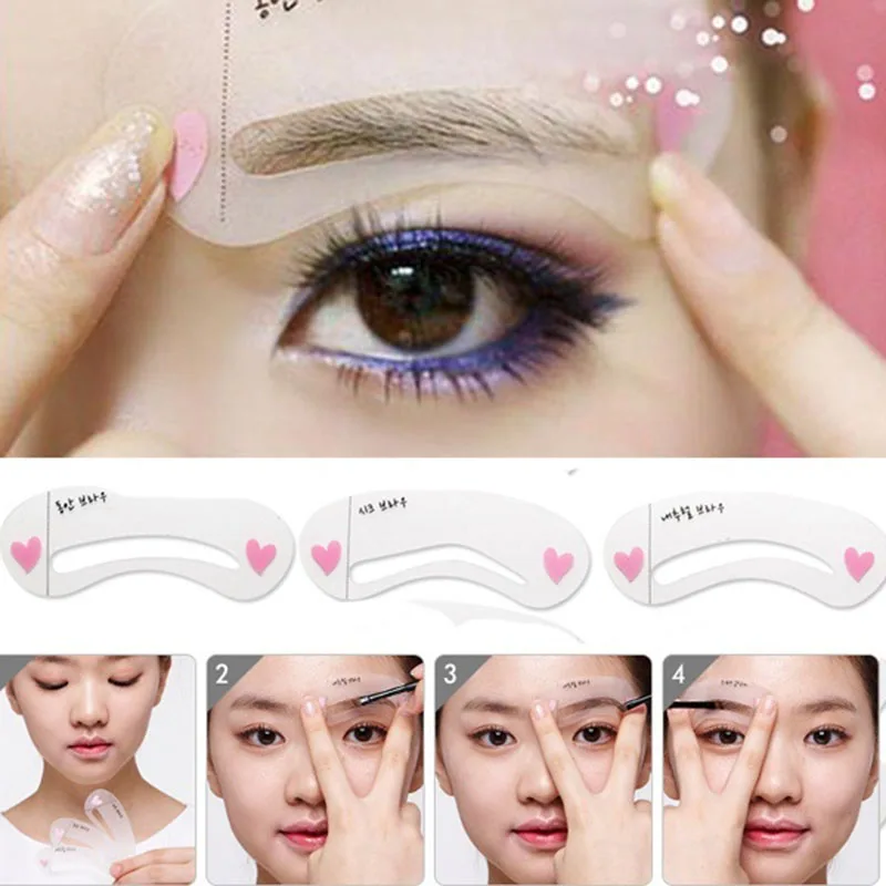 

2018 Hot 3pcs Exquisite Eyebrow Stencil Grooming Shaping Card Kit Template MakeUp Tool