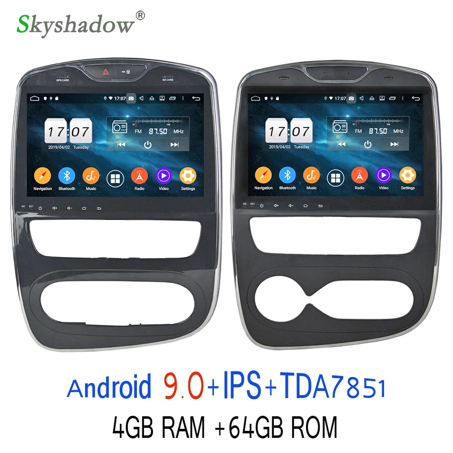 Perfect DSP IPS Android 9.0 8 Core 4GB +64GB ROM For Renault Clio 2017 2018 Car DVD Player GPS Glonass Map RDS Radio wifi Bluetooth 4.2 3