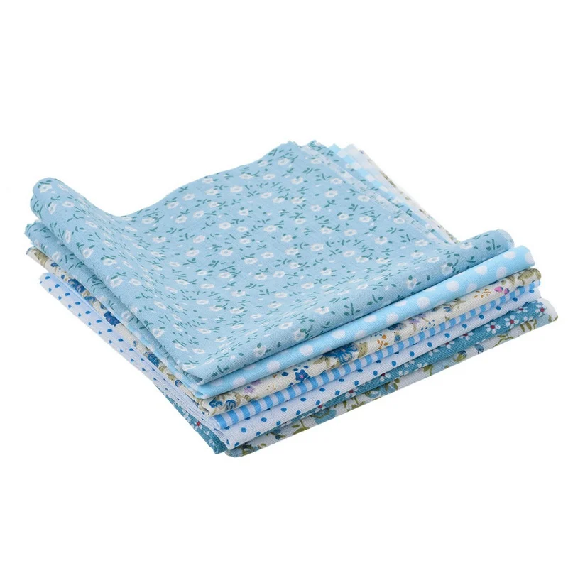 

Cotton Fabric Brocade Patchwork Soft Sewing Plain Cloth Handmade Needlework Blue Small Broken Flower Printed 25x25CM