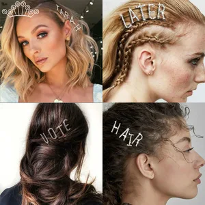 Unique Letter Hair Pins Personalize Custom Crystal Name Hair Clips Hair Barrettes Wedding Hair Accessories