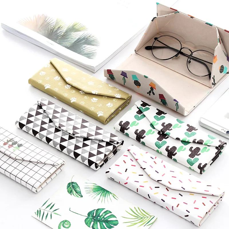 

Triangular Foldable Glasses Storage Box Eyeglasses Sunglasses Boxes Container Travel Organizer Case For Women Girls