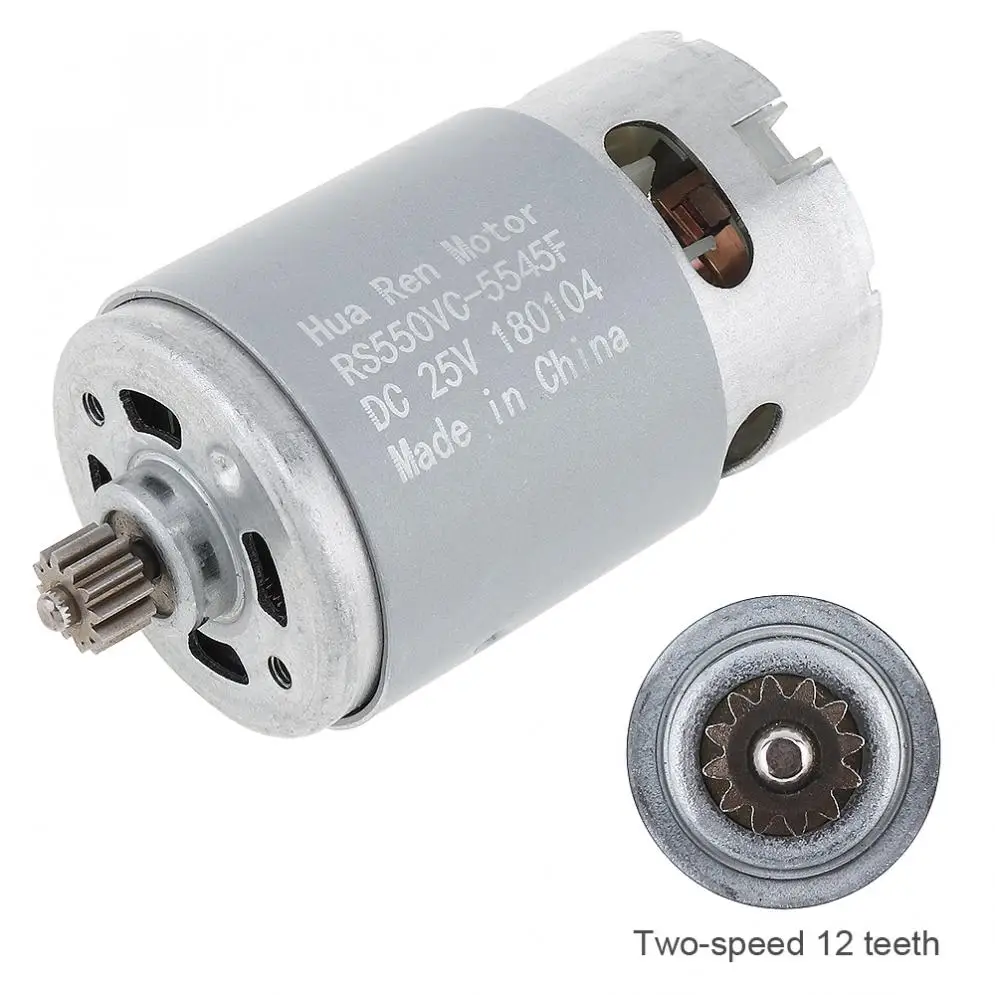 

12 Teeth motor RS550 25V 19500 RPM DC Motor with Two-speed 12 Teeth and High Torque Gear Box for Electric Drill / Screwdriver