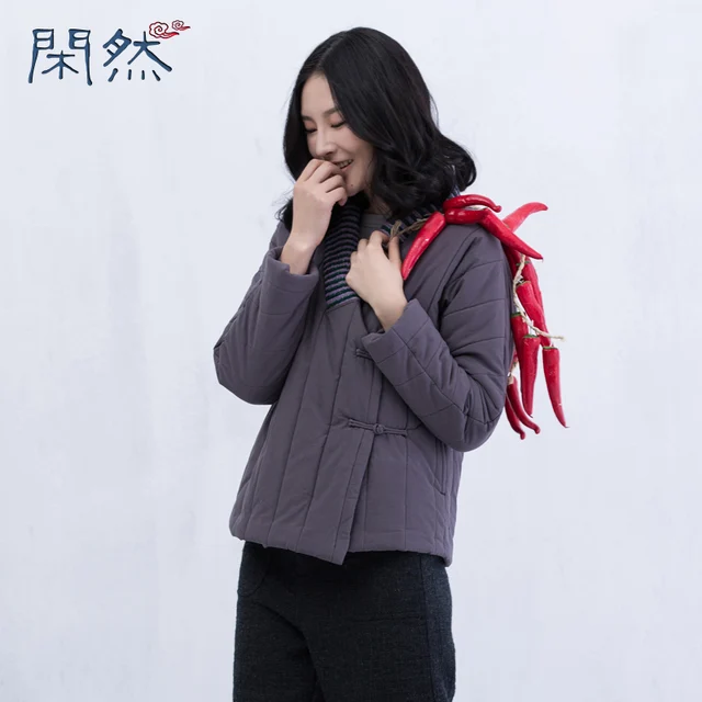 Cheap XianRan Women Cotton-padded Coat Short Jacket Chinese Button Cotton Casual Winter Coat Plus Size Free Shipping