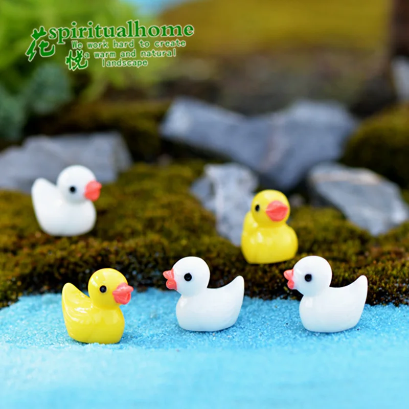 Lovely Colorful Duck Duckling Pato Small Pasture Statue Figurine Micro Crafts Ornament Miniatures DIY Garden Decoration