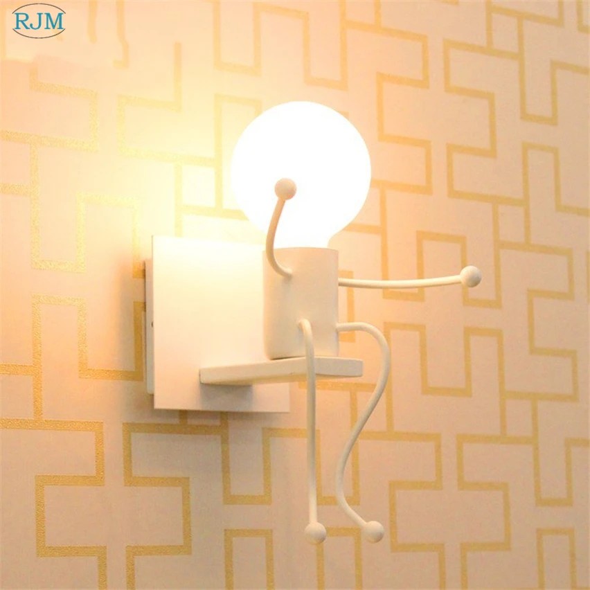 Nordic Modern Simple Creative Cartoon Children Iron Wall Lamps for Living Room Bedroom Bedside Hallway Indoor Lighting Decor led wall lamp wall light