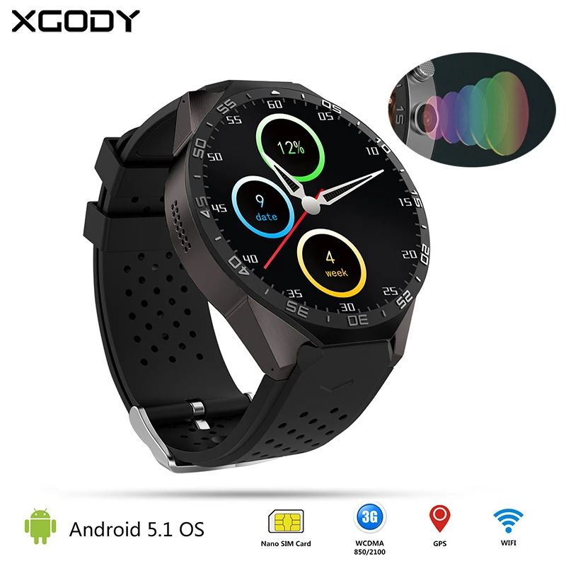 

Kingwear KW88 Android 5.1 GPS Smart Watch With SIM Card Heart Rate Monitor Camera Fitness Tracker Clock Wrist Watch Cell Phone