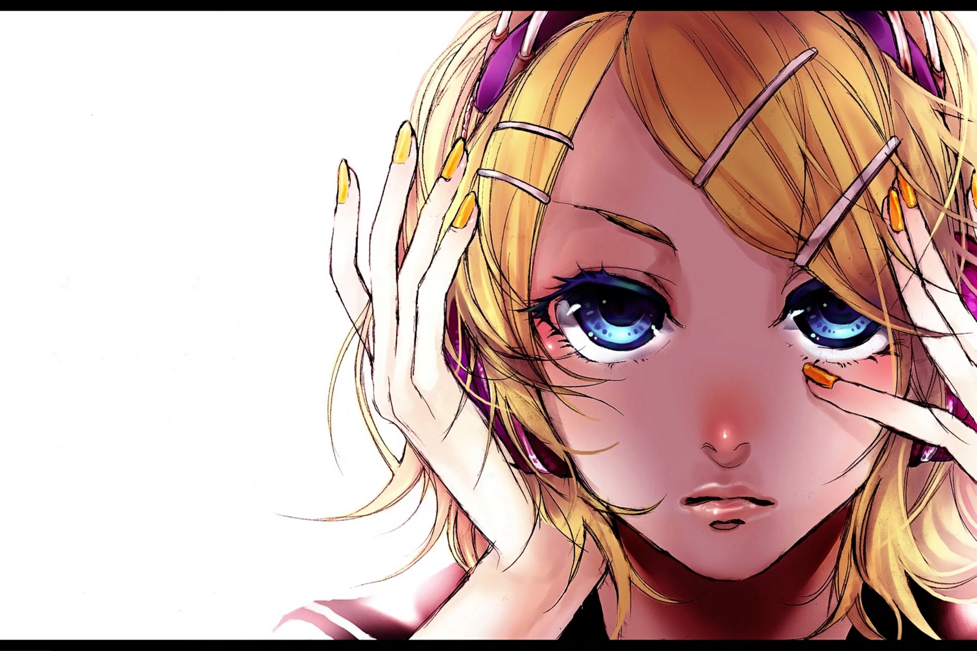 Amazing Draw Anime Girl Face Sad Mood Living Room Home Art