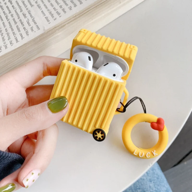 New Fashion Cute Suitcase Soft Silicone Case Earphones For Apple Airpods Bluetooth Wireless Earphone Protective Skin Cover Box