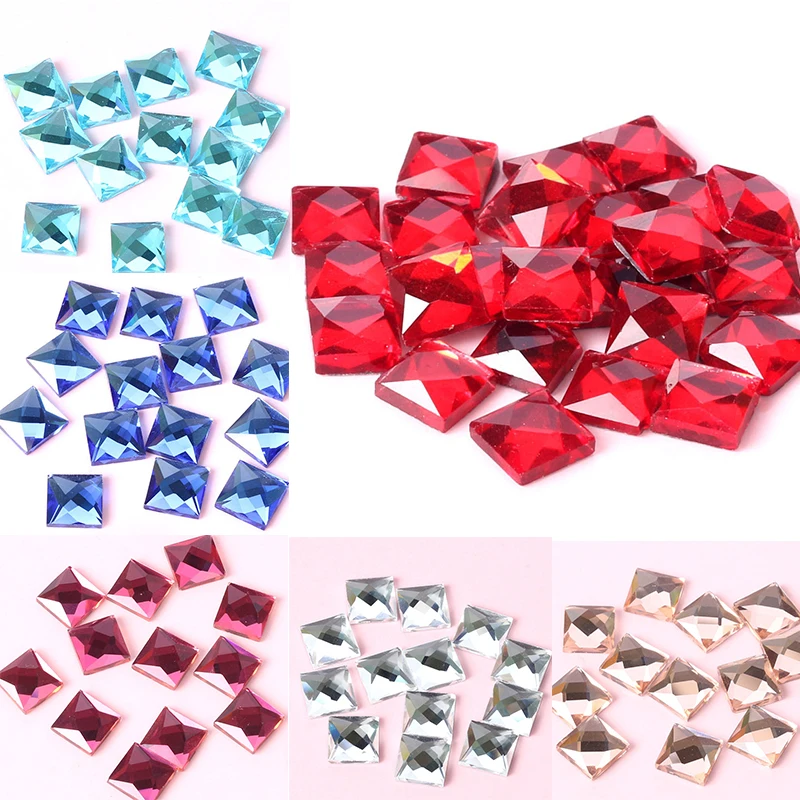 

14 Colors Multi Size 6/8/10/12mm Square Flat Back Glass Crystals Rhinestones Sewing Beads for DIY Crafts Jewelry Accessories