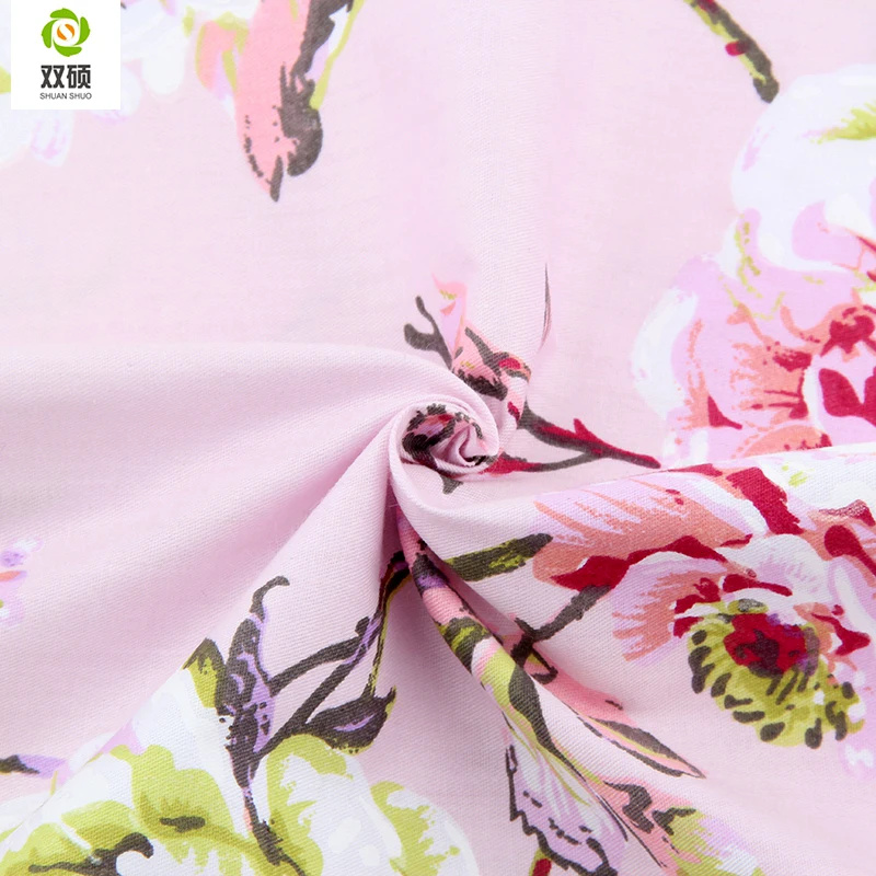 

Pink Floral Cotton Fabric Meter DIY Tilda Fabric Textiles Sewing Patchwork Fabric For Patchwork Baby Clothes Bedding 50X160CM