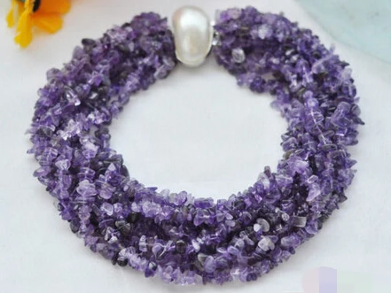 

song voge gem nanJ0458 nature purple amethyst detritus necklace mabe pearl clasp