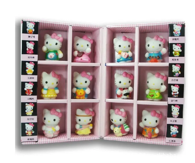 hello kitty KT cat японские статуэтки аниме 12 шт./компл. Созвездие подарочная коробка украшения коллекция ручной работы подарки