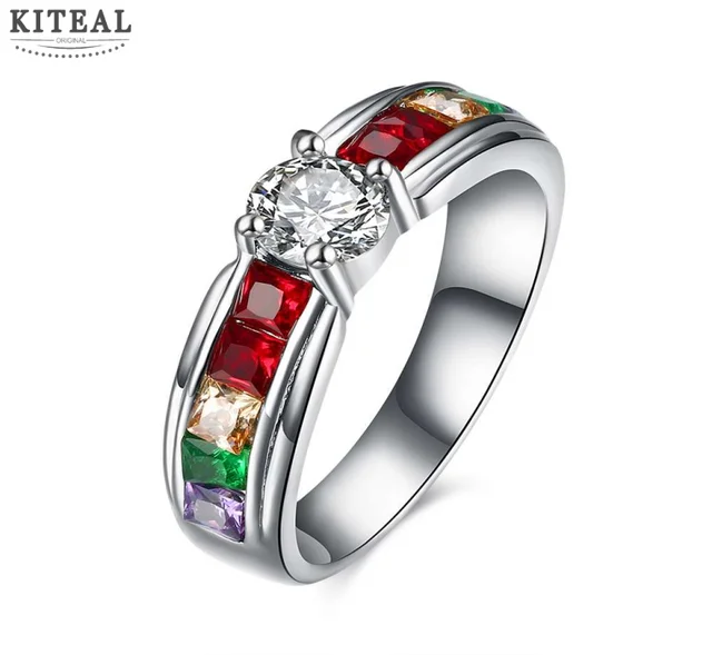 size 6 7 8 9 rainbow beautiful engagement rings for lover titanium steel elegant jewelry high - Rainbow Wedding Rings size 6 7 8 9 rainbow beautiful engagement rings for lover titanium steel elegant jewelry high - Rainbow Wedding Rings