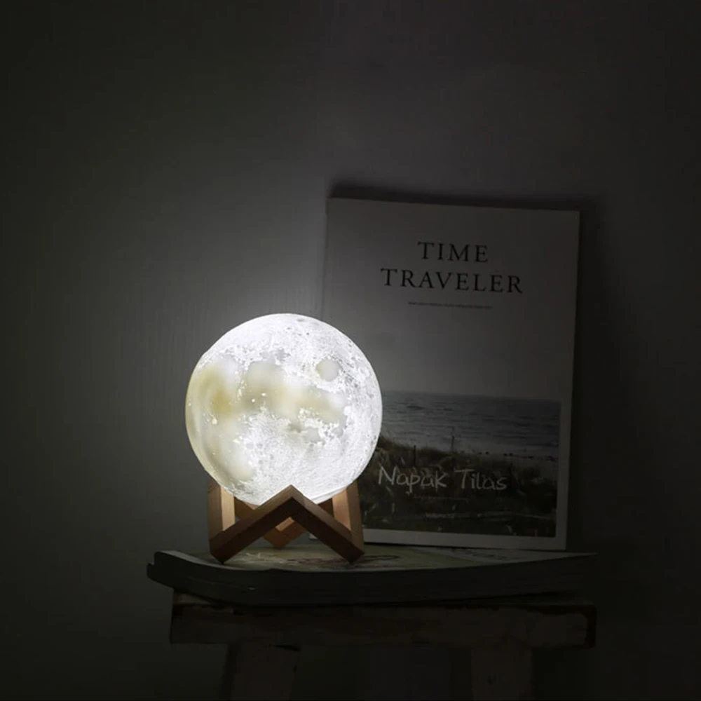 

LED Moon night light ball shape Touch control 2 colors bedside light Table Light creative gift for birthday festival Diameter 18