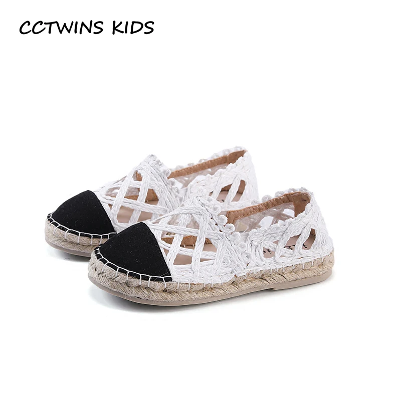 

CCTWINS KIDS 2018 New Summer Girl Fashion Mesh Slip On Shoe Baby Brand Pu Leather Espadrille Children Black Flat Kid GE1690